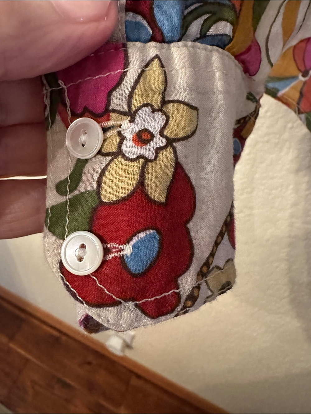 Lucky Brand Cream Button-Down Shirt with Multicolor Floral Print - Picture 4 of 5